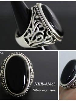 แหวนเงินแท้ฝังนิด (Silver onyx ring)