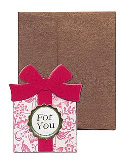 การ์ดขนาดเล็ก รูปกล่องของขวัญ โบกำมะหยี่ For You มีให้เลือก 4 แบบ