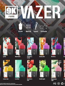Vazer 9K9000Puffs Nic3% (30mg) 14ML 600mAh