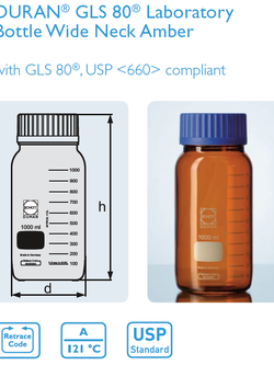 ขวดสีชา/ขวดมีเดีย/ขวดแก้วเก็บสารชนิดปากกว้าง, Bottle laboratory wide mouth - Duran
