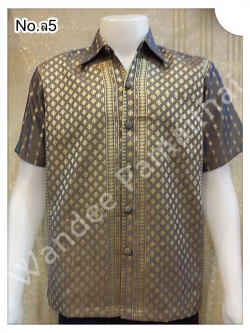 เสื้อผ้าไหมชาย (ไหมเกษตร) สีเทาสว่าง ไซด์ XL