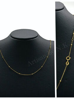 สร้อยอิตาลี่: สร้อยคอทองคำ18 เข้าจากอิตาลี่ สลับลูกประคำเล็ก พร้อมห่วงปรับความยาวสายได้(18K Gold Necklace)