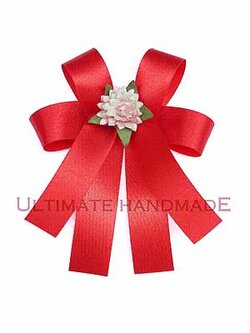 โบผ้าต่วนติดดอกไม้ ขนาดเล็ก