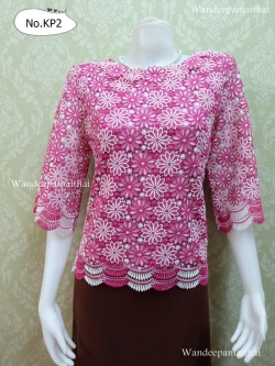 เสื้อลูกไม้นอก แขน3ส่วน สีทูโทนชมพูบานเย็น เบอร์ XL อกเสื้อวัดเต็ม 38นิ้วครึ่ง