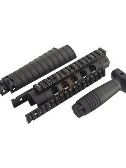 CYMA MP5 Aluminum Rail Handguard & Foregrip w/Outer Barrel (BK)