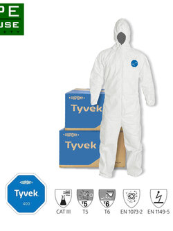 ชุดกันสาร ชุดPPE Dupont รุ่น Tyvek 400
