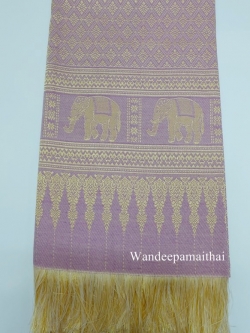 ผ้าไหมขิดคลองลาน 40 นิ้ว ลายช้างเดินตาม สีม่วงอ่อน1