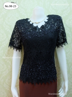 เสื้อลูกไม้ แขนสั้น สีดำ เบอร์ L อกเสื้อวัดเต็ม 38นิ้ว