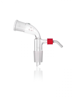 DURAN® Vacuum Receiver Adapter, Bend with 2 standard ground joints, and screw-on plastic hose connection