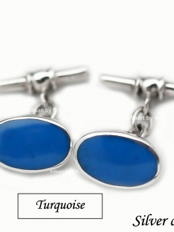 กระดุมแขนเสื้อ (Silver turquoise cufflink)