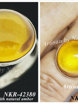 แหวนเงินแท้ฝังด้วยอำพันธรรมชาตินำเข้าจากโปแลนด์