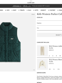 **do** เสื้อกั๊ก Kith Women Parker Cable Knit Vest มี 2 สีให้เลือก สินค้าใหม่ ของแท้