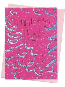 การ์ดวันเกิด ฟอยล์ทองโฮโลแกรม Happy Birthday Hooray!