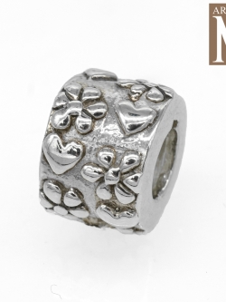 ลูกปัดเงิน: Silver Heart and Clover Bead