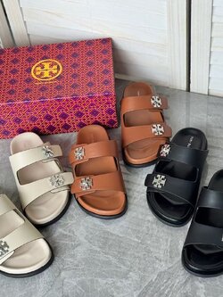 **do** รองเท้าหนังสวม Tory Burch LEATHER SLIDES มี 3 สี สินค้าใหม่ ของแท้