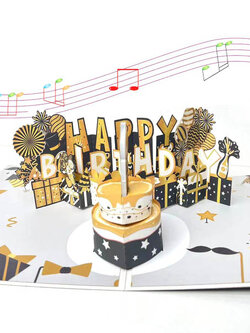 การ์ดวันเกิด Pop-Up มีไฟและเสียงดนตรี เป่าเทียนได้