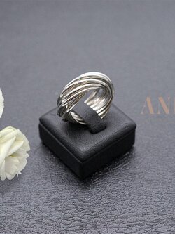 แหวนเงินแท้ 925 แหวนเเงิน กลี้ยงแบบคล้องกัน สไตล์คาเทียร์