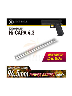 Laylax Nine Ball Power Inner Barrel for Gas Blowback Airsoft Pistols (Model: Hi-CAPA 4.3 / 94.5mm)