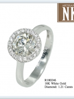 แหวนเพขร: แหวนทองคำขาวฝังเพชร 1.21 กะรัต ราคาพิเศษ พร้อมใบเซอร์ เหมาะสำหร้บเป็น แหวนหมั้น แหวนแต่งงาน