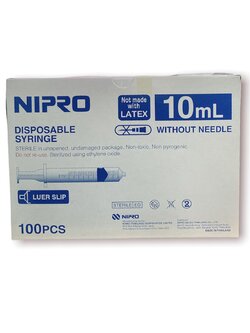 Syringe, Disposable 10 ml, 100's/Box -Nipro