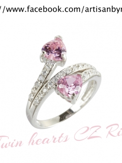 แหวนเงินแท้ฝังเพชรCZชุบทองขาว