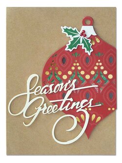 การ์ดคริสต์มาส กระดาษคราฟ ซ้อนลายฉลุ Season's Greetings