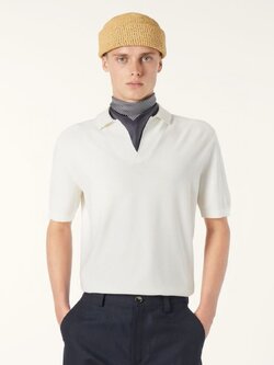 **do** เสื้อคอวีโปโล Loro Piana Buttonless Polo Shirt ผช มี 2 สี สินค้าใหม่ ของแท้