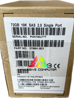 Massive Computer (ขาย จำหน่าย) HDD Hard Disk Server HP HPE Part # 375861-B21 HP 72.8GB 10K RPM SAS 3GBPS 2.5INC SFF SINGLE PORT HOT-PLUG W/TRAY HDD