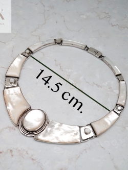 สร้อย สังวาลย์ เงินแท้ ฝังด้วย มุกแท้ (Silver Choker Necklace with Mother of pearl )