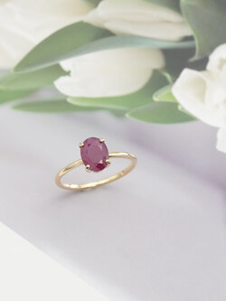 ✨ แหวนทับทิมแท้ ✨ ตัวเรือนทอง 14K ทับทิมแท้ทรง Oval Cut