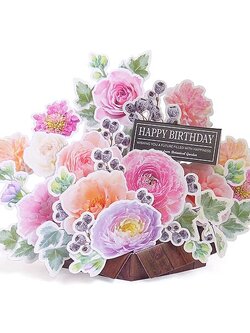 การ์ดวันเกิด Pop-Up ญี่ปุ่น ดอกไม้สามมิติ Happy Birthday