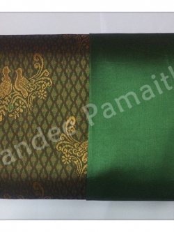 ผ้าไหมเกษตรตัดชุด เนื้อดี สีเขียว