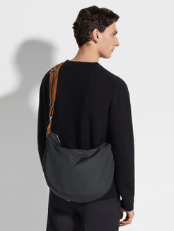**do** กระเป๋า Zegna BLACK TECHNICAL FABRIC HOBO PANORAMA MINI BAG สินค้าใหม่ ของแท้