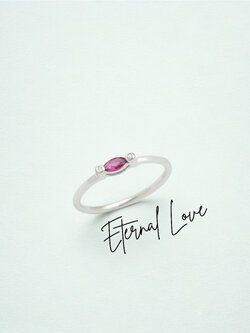 แหวนเงินแท้ Eternal Love ฝังทับทิมแท้ และเพชรแท้