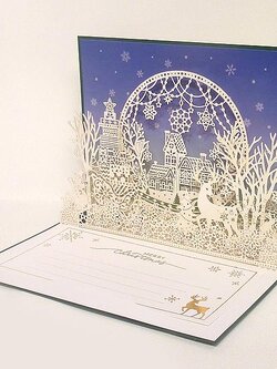 การ์ดคริสต์มาส Pop-Up ฉลุลาย