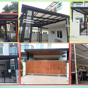 แบบต่อเติมหน้าบ้าน โทร 093-2757493 รับต่อเติมบ้าน ทำโรงรถหน้าบ้าน หลังคาโรงรถเมทัลชีท ต่อเติมครัวหลังบ้าน