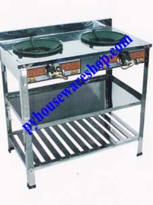 เตาัชั้น เตาหัวเร่งคู่ พร้อมขาตั้งสแตนเลส