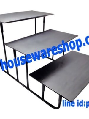 ชั้นโชว์อาหารแบบขั้นบันได 3 ชั้นพร้อมจานเหลี่ยมผืนผ้าสีดำ,ชั้นโชว์ผลไม้,ชั้นจัดโชว์อาหารบนโต๊ะ