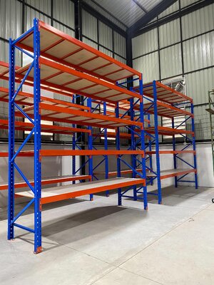 แร็คส์ในคลังสินค้ามือสองแบบปูพื้นไม้อัด สวยๆ