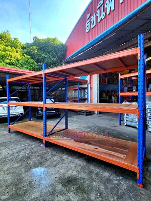 ชั้นวางสินค้ามือสอง แบบปูพื้นไม้อัด10mm. ขนาด ลึก 1.2m ยาว2.7m สูง3m รับน้ำหนักได้ชั้นละ 2000kg