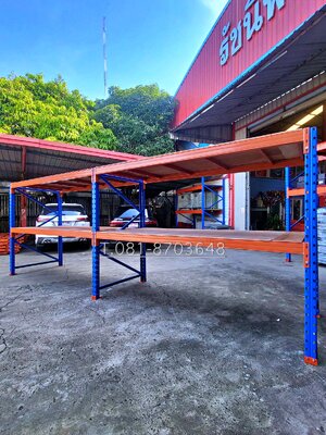 ชั้นวางสินค้า แบบปูพื้นไม้อัด 10mm ขนาด ลึก 1.2m ยาว 2.7m สูง2m 2 ชั้น รับน้ำหนักได้ชั้นละ 2000kg