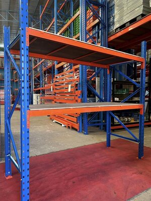 ชั้นวางสินค้าอุตสาหกรรมปูพื้นไม้อัดมือสองสูง3เมตร 2ชั้น