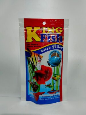 KING FISH MICRO PELLET 60g. เม็ดเล็ก ลอยน้ำ สำหรับปลาเทวดา ปลากัด ปลากหางนกยูง ปลากระดี่ ปลาสอด