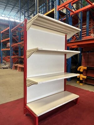 ชั้นวางของมือสองร้านวัสดุก่อสร้างสีขาวแดง