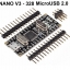 Nano V3 ATmega328 MicroUSB,CH340, 3.3V 500mA. Compatible for Arduino Nano V3.0