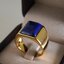 แหวนทอง: แหวนผู้ชาย แหวนทอง 18K ฝังลาพิส ลาพิส ลาซูลี(Lapis lazuli) เจียรเหลี่ยม เหมาะสำหรับสุภาพบุรษ