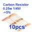 10Kohm - 68 Kohm Carbon Resistor 1/4W(0.25W) 10pcs