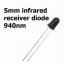 5mm infrared receiver diode 940nm (IR)