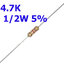 4K7Ω 4.7Kohm 1/2W (0.5W)