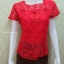 เสื้อลูกไม้ ชายแต่งผ้าแก้ว สีแดงเบอร์ XXL อกเสื้อวัดเต็ม 43 นิ้ว
